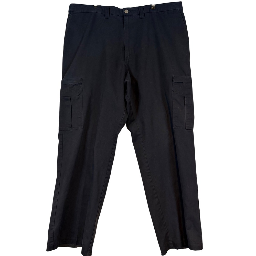 Dickies Mens Black Cargo Work Pants 42x32 Distressed Straight Leg Utility Rugged